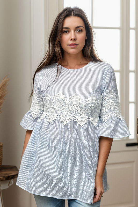 Hugged With Lace - Blue Tunic