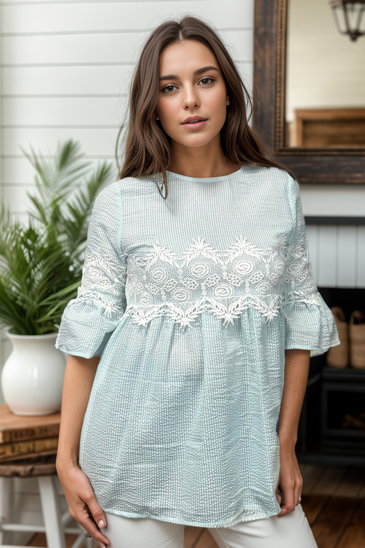 Hugged With Lace - Sage Tunic
