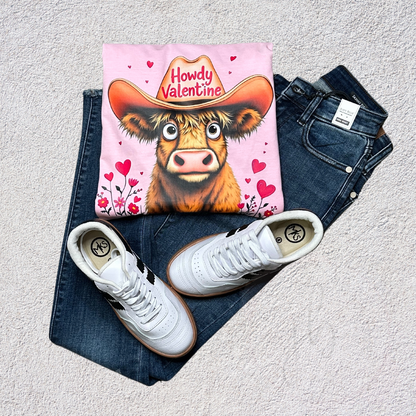 Howdy Valentine Cow Tee