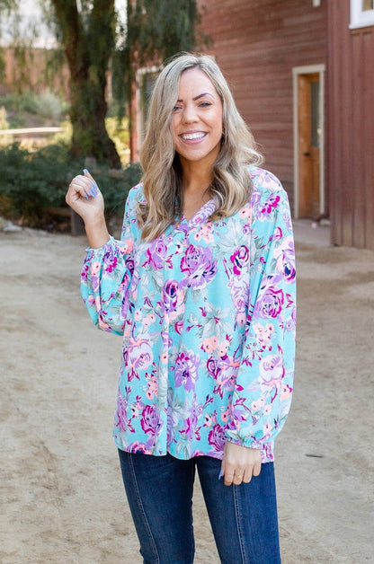 Pop of Neon Long Sleeve Top