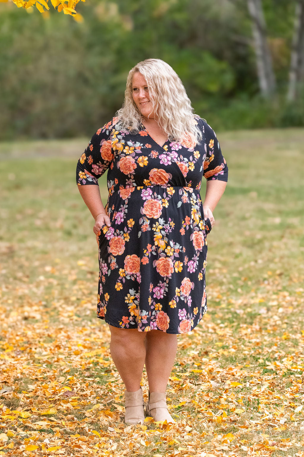 IN STOCK Taylor Dress - Black Fall Floral Mix