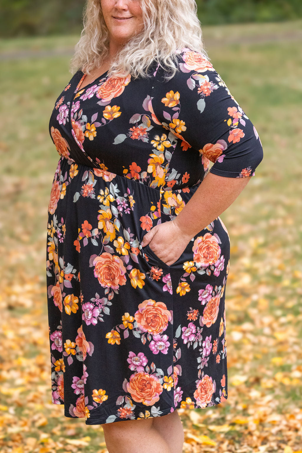 IN STOCK Taylor Dress - Black Fall Floral Mix