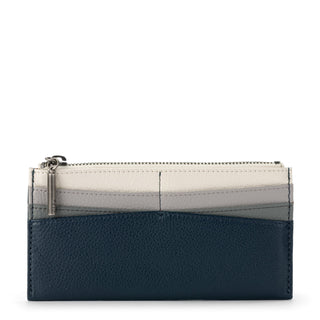 Neva Large Card Wallet - Leather - Indigo Block