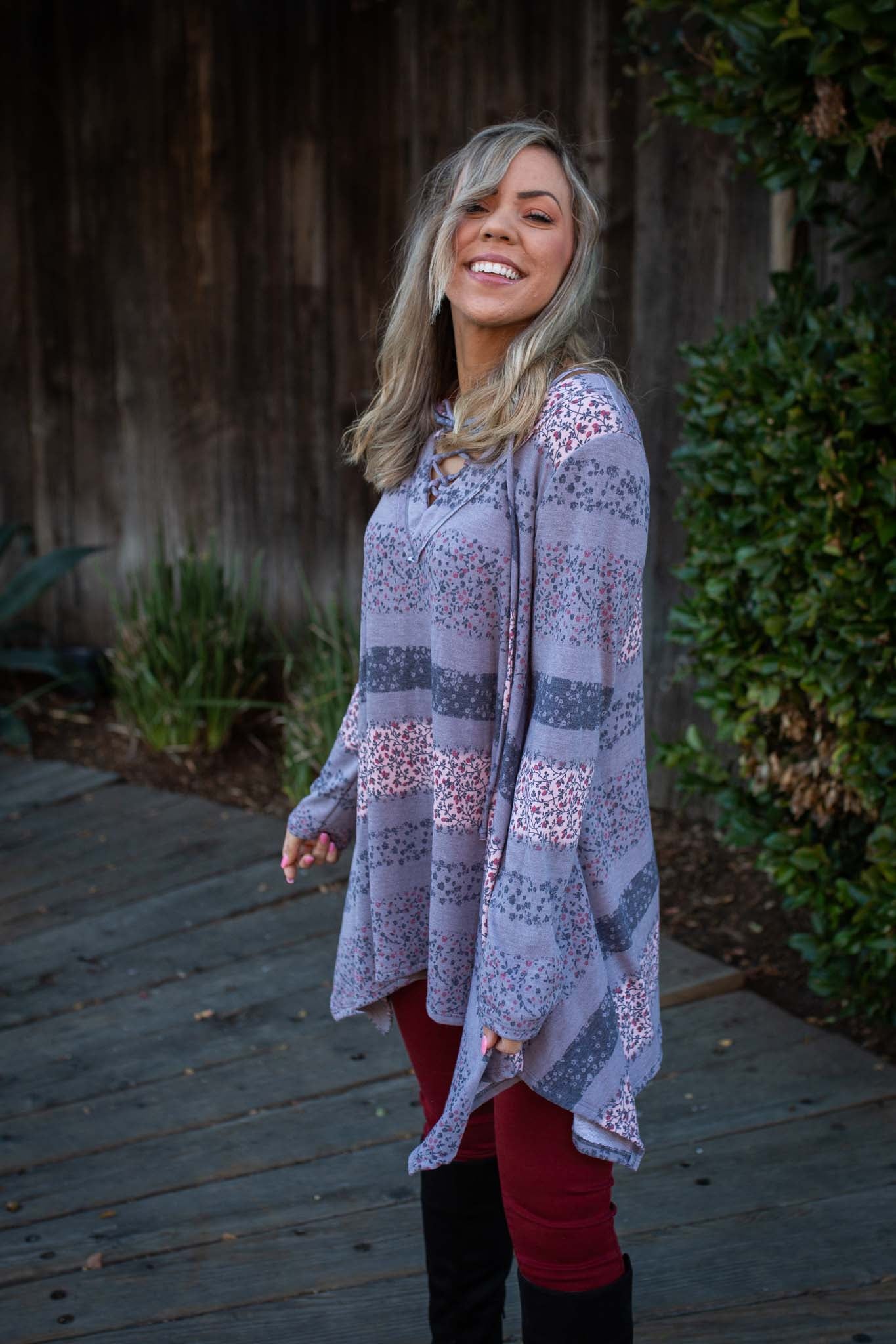 Floral Paths Long Sleeve Tunic