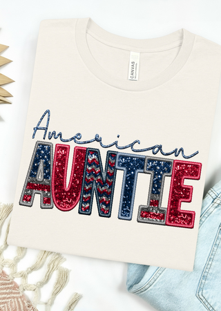 American Mom, Gram, Auntie Bella Canvas T-Shirt
