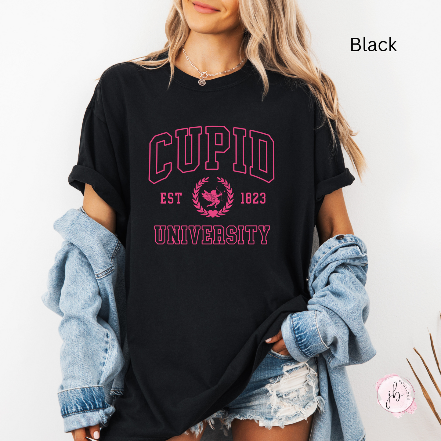 Cupid University Dark Pink lettering  Tee