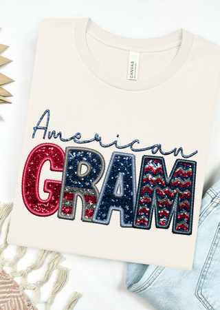 American Mom, Gram, Auntie Bella Canvas T-Shirt