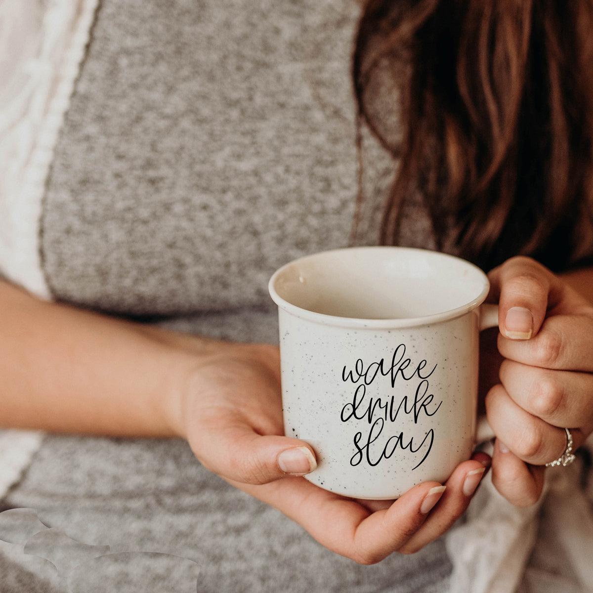 Modern Coffee Mugs with Quotes, White Interior Mugs