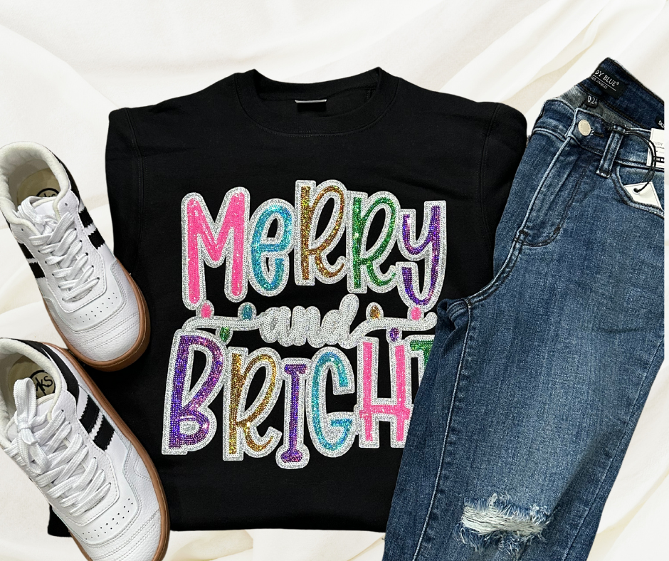 Merry & Bright Sequin Patch Sweatshirt