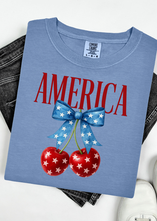 American Cherry Bow Comfort Colors T-Shirt