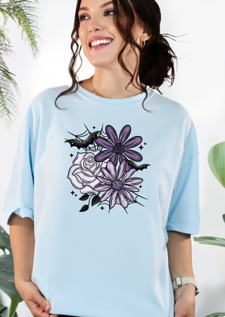 Purple Bat Floral Tee