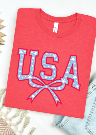 USA Coquette Bow Bella Canvas T-Shirt