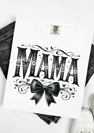 Mama Floral Bow Comfort Colors T-Shirt