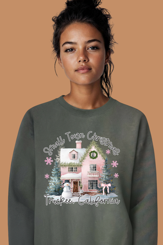 Personalize It Pink Small Town Christmas Sweatshirt