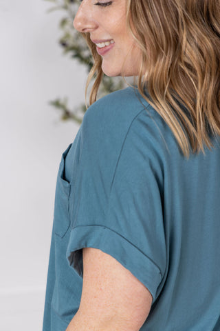 IN STOCK Sierra Pocket Top - Light Teal FINAL SALE