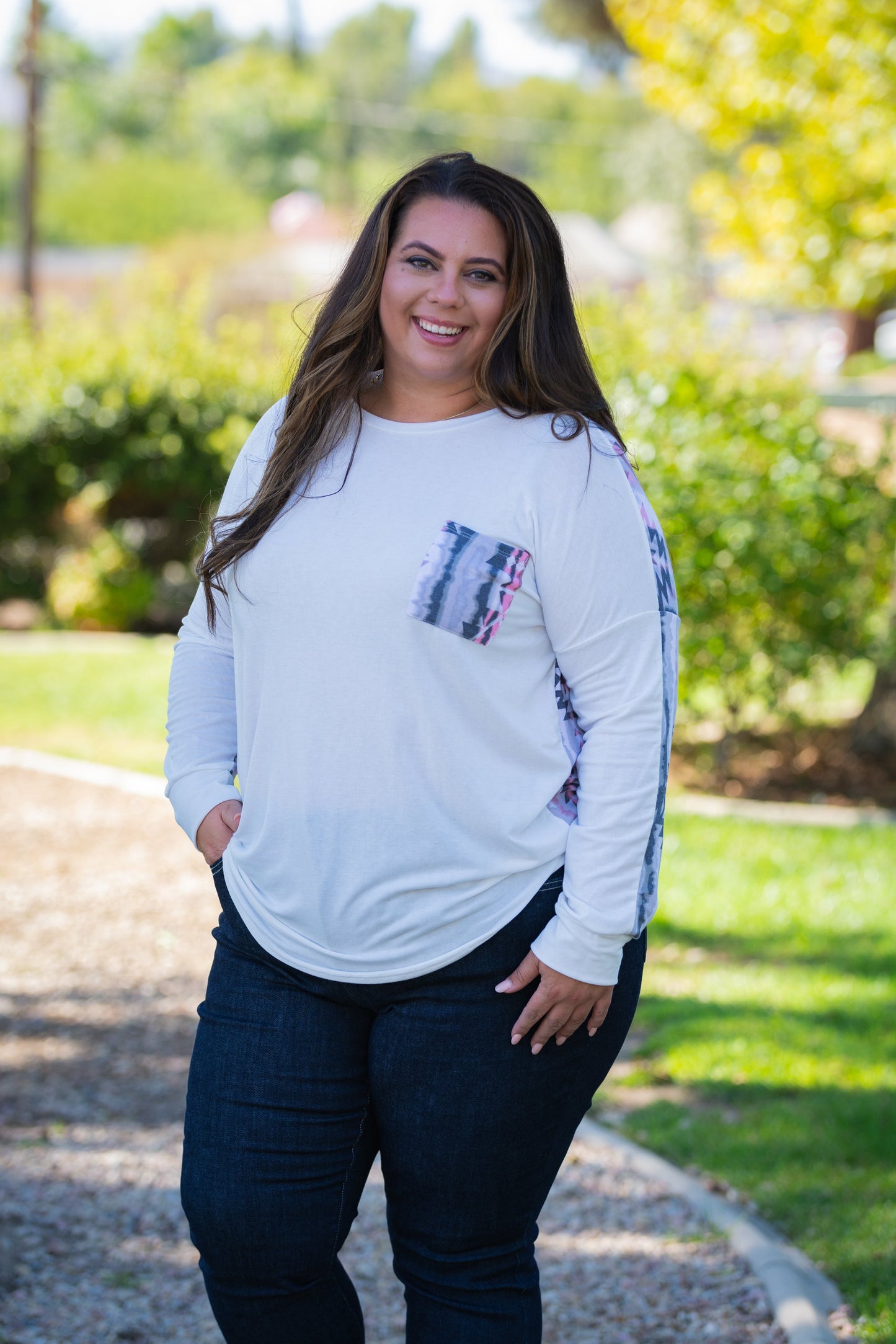 Pinkin' in Aztec Long Sleeve Top