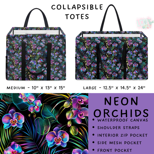 Batch #267 - Collapsible Totes - Closes 1/6 - ETA mid March - Neon Orchids Collapsible Tote