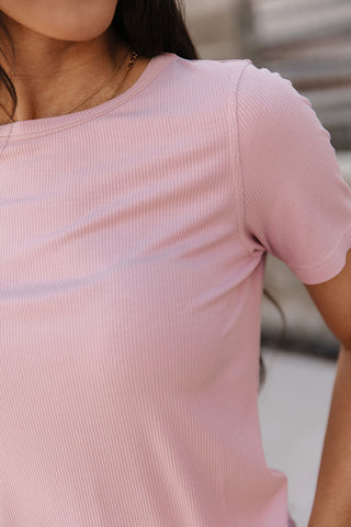 Ribbed Lulu Tee - Blush