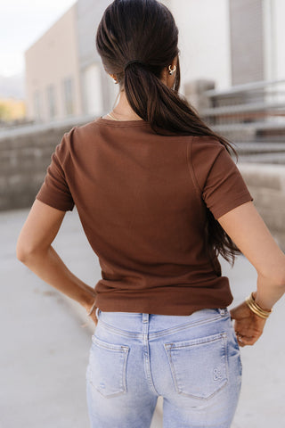 Ribbed Lulu Tee - Coffee