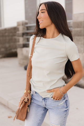 Ribbed Lulu Tee - Sage