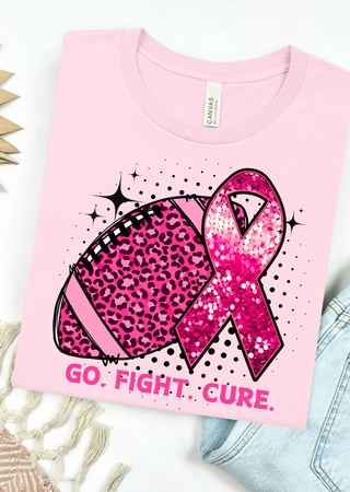 Go Fight Cure Faux Flitter Tee / Sweatshirt