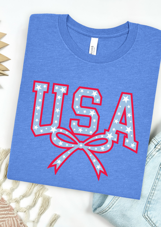 USA Coquette Bow Bella Canvas T-Shirt