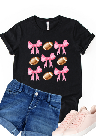 Football & Bows Bella Canvas T-Shirt