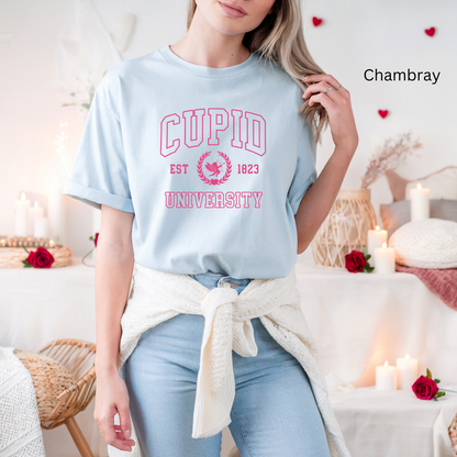 Cupid University Dark Pink lettering  Tee