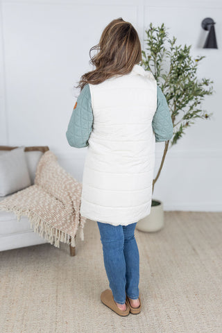 IN STOCK Harlow Long Vest - Cream
