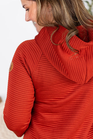 IN STOCK Tatum Textured Pullover Hoodie - Rust FINAL SALE
