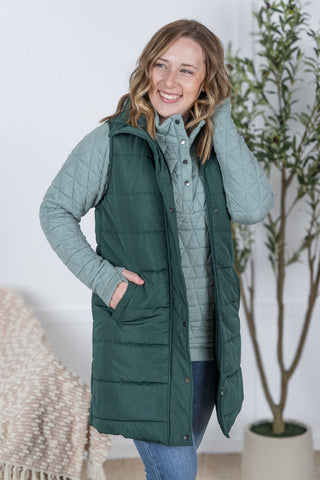 IN STOCK Harlow Long Vest - Hunter Green FINAL SALE