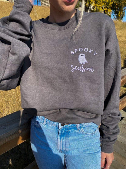 Spooky Season Embroidered Sweatshirt in Two Colors