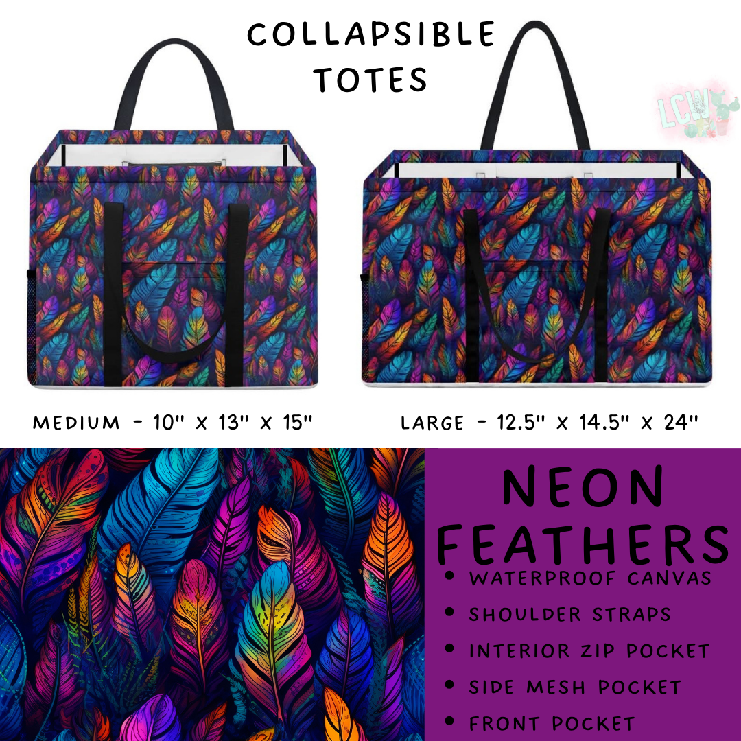 Batch #267 - Collapsible Totes - Closes 1/6 - ETA mid March - Neon Feathers Collapsible Tote