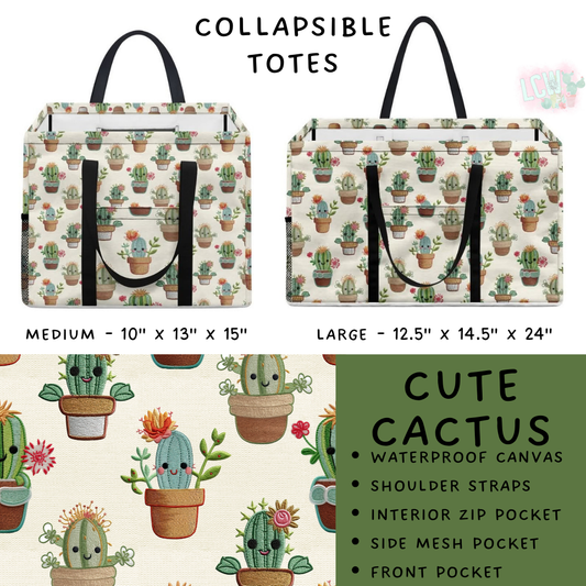 Batch #267 - Collapsible Totes - Closes 1/6 - ETA mid March - Cute Cactus Collapsible Tote