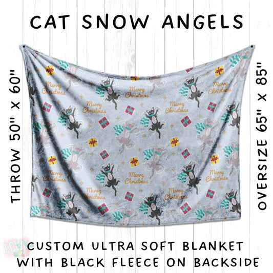 PREORDER Batch #216 - Cozy Christmas Blankets Presale - Closes 10/14 - ETA Early Dec - Cat Snow Angels