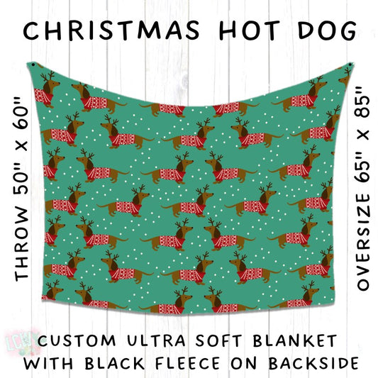 PREORDER Batch #216 - Cozy Christmas Blankets Presale - Closes 10/14 - ETA Early Dec - Christmas Hot Dog