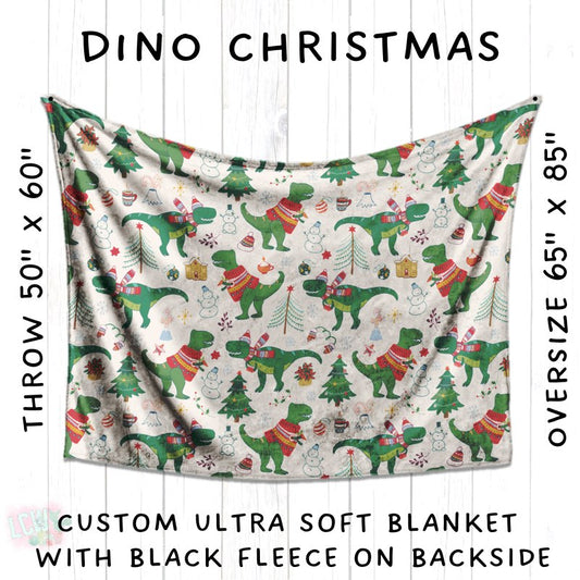 PREORDER Batch #216 - Cozy Christmas Blankets Presale - Closes 10/14 - ETA Early Dec - Dino Christmas