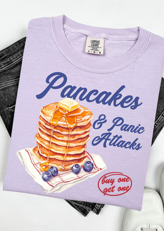 Pancakes & Panic Attacks – Relatable Breakfast Tee Comfort Colors T-Shirt