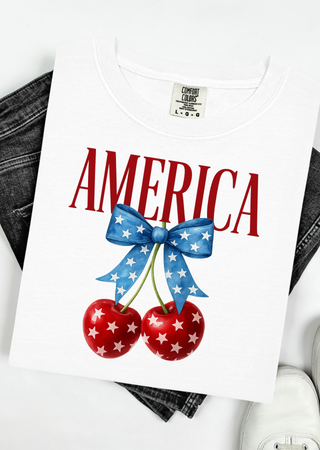 American Cherry Bow Comfort Colors T-Shirt
