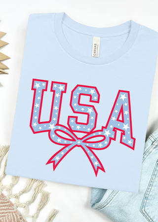 USA Coquette Bow Bella Canvas T-Shirt