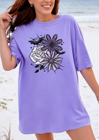 Purple Bat Floral Tee