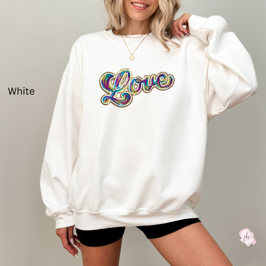 RAINBOW LOVE Sequin Patch SWEATSHIRT