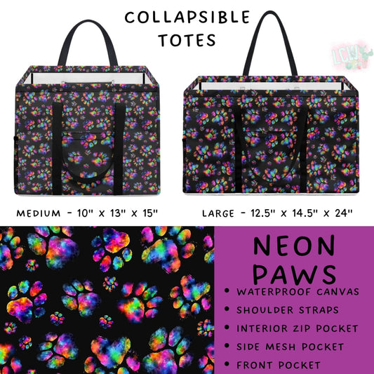 Batch #267 - Collapsible Totes - Closes 1/6 - ETA mid March - Neon Paws Collapsible Tote