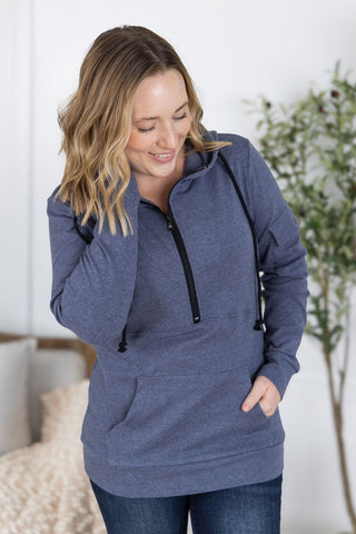 IN STOCK Pixie Pocket Halfzip Hoodie - Heathered Navy FINAL SALE