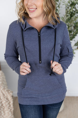 IN STOCK Pixie Pocket Halfzip Hoodie - Heathered Navy FINAL SALE