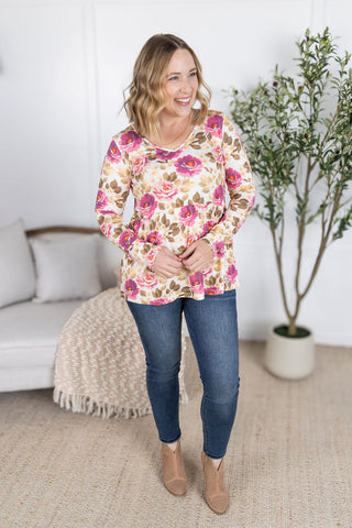 IN STOCK Long Sleeve Sarah Ruffle Top - Autumn Blossom