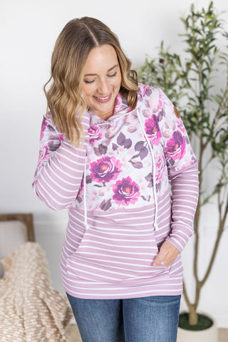 IN STOCK Hailey Pullover Hoodie - Pink Blossom and Stripes