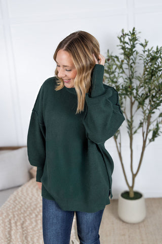 IN STOCK Aurora Cozy Sweater - Hunter Green FINAL SALE