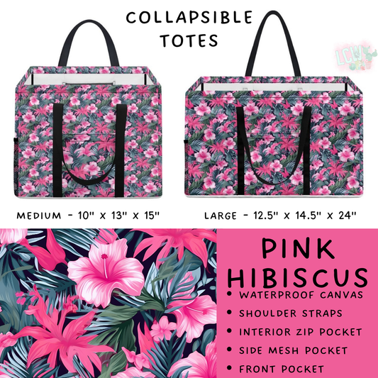 Batch #267 - Collapsible Totes - Closes 1/6 - ETA mid March - Pink Hibiscus Collapsible Tote