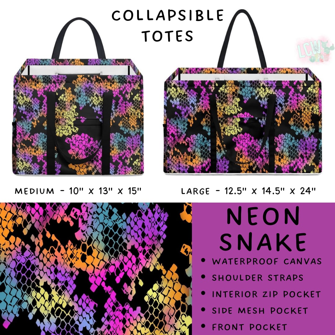 Batch #267 - Collapsible Totes - Closes 1/6 - ETA mid March - Neon Snake Collapsible Tote